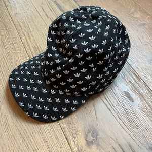 Adidas black hat with white logo. OS